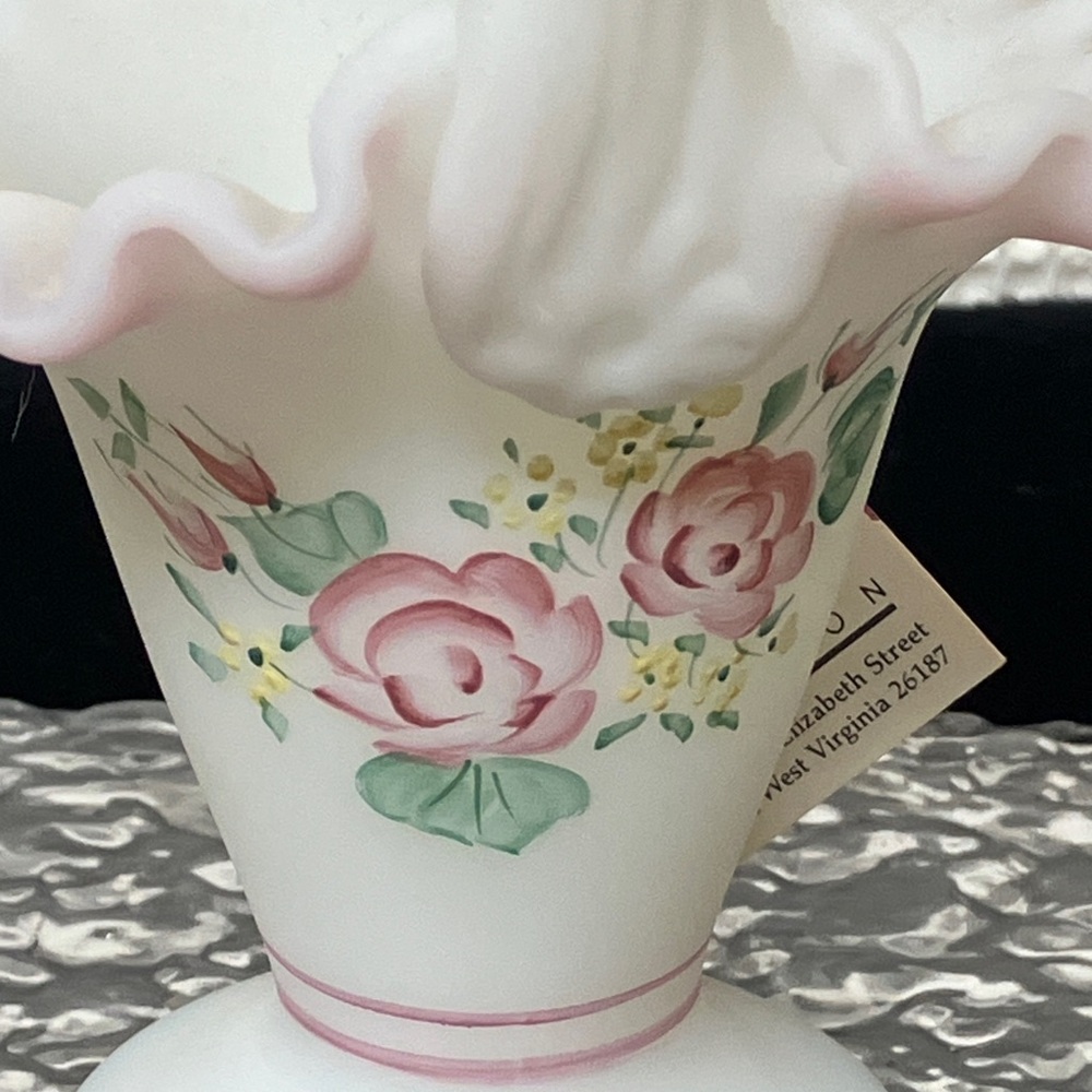 Fenton “Rose Garden” Floral Basket - Picture 1 of 11